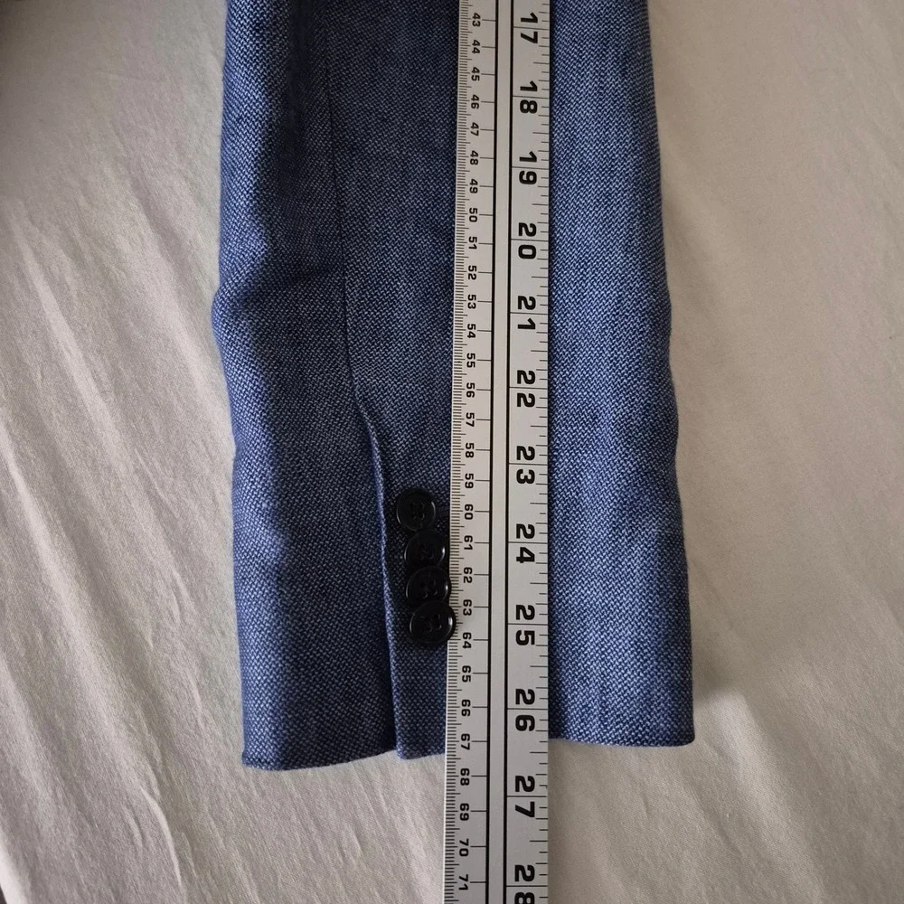 Banana Republic Mens 42R Slim Fit Linen Blazer Comet Blue 2-Button Jacket
